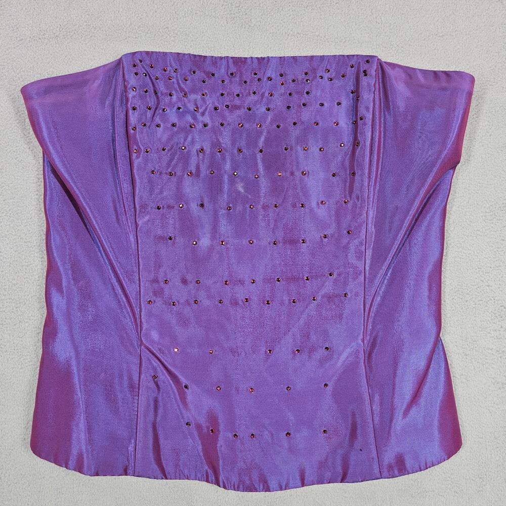 Vintage Jessica McClintock Gunne Sax Corset Top Sz 3 Strapless Beaded Iridescent